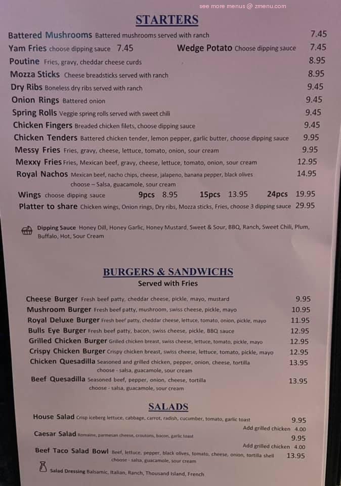 Starters, Burgers & Salads